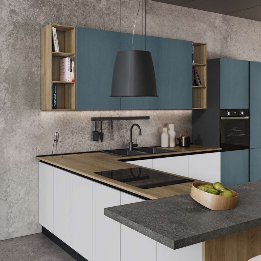cucina moderna Sandy ghiaccio polvere blu indaco dune