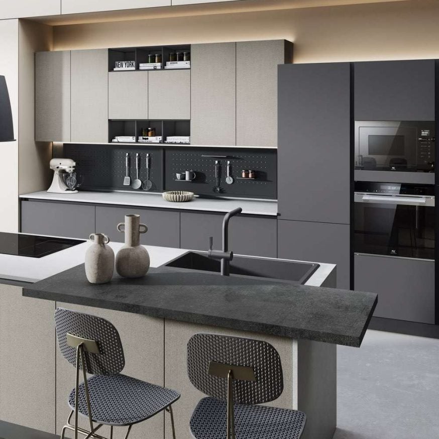 cucina moderna Sandy antracite polvere grigio dune