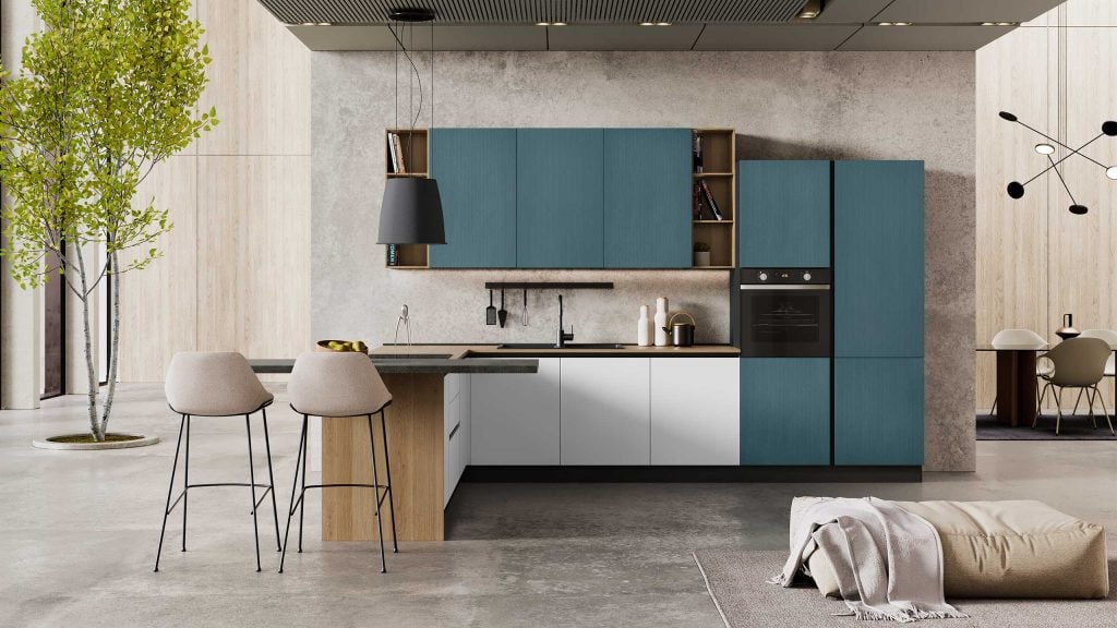 cucina moderna Sandy ghiaccio polvere blu indaco dune